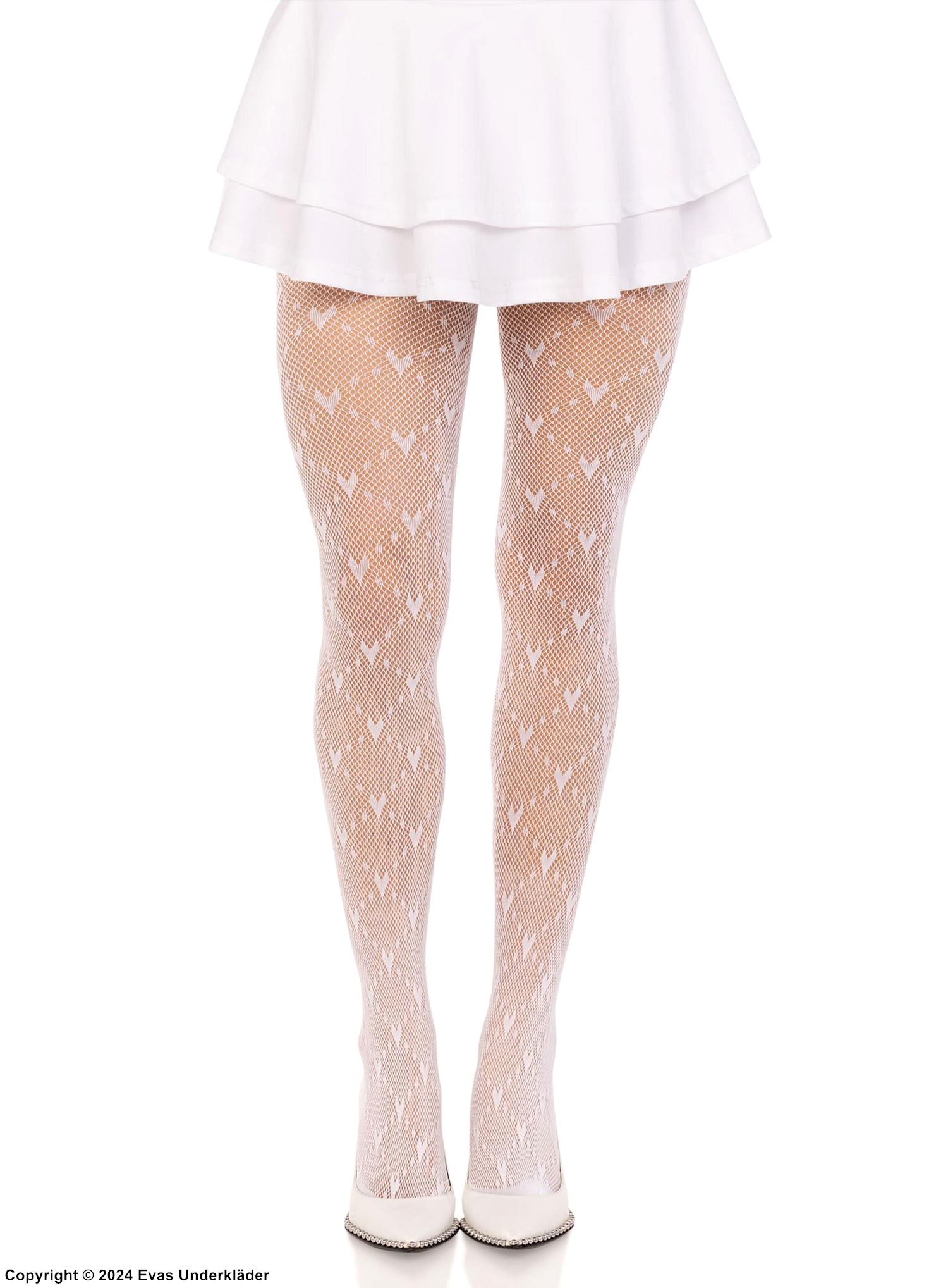 Patterned pantyhose, net, hearts